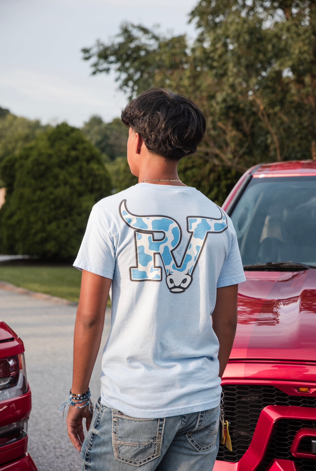 Raza Vaquera light blue Cow print